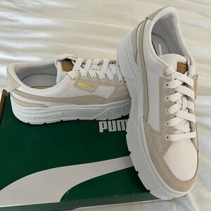 Puma mayze stack cord detail sneakers in white